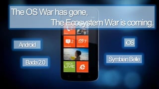 10The OS War has gone, The Ecosystem War is coming.iOSAndroid Symbian BelleBada 2.0