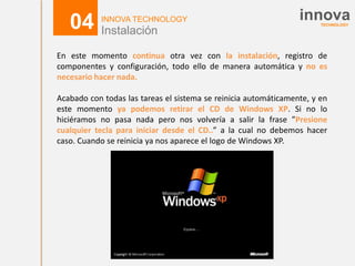 Procedimiento de instalación de Windows XP