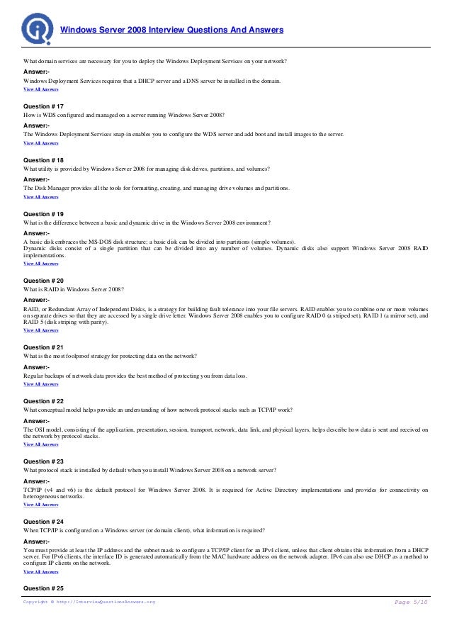 interview questions for servers