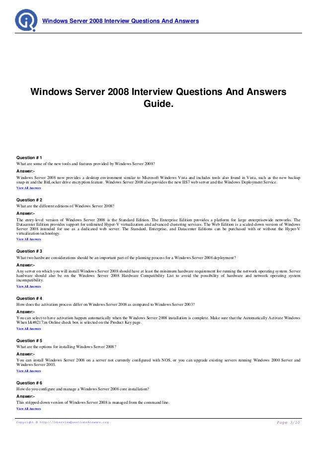 interview questions for servers