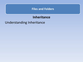 Inheritance
Understanding Inheritance
Files and Folders
 