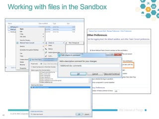 © 2016 IBM Corporation
4040
Working with files in the Sandbox
 