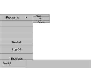 Start XD Programs > Restart Log Off Shutdown Bob Flash Power