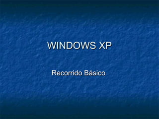 WINDOWS XPWINDOWS XP
Recorrido BásicoRecorrido Básico
 