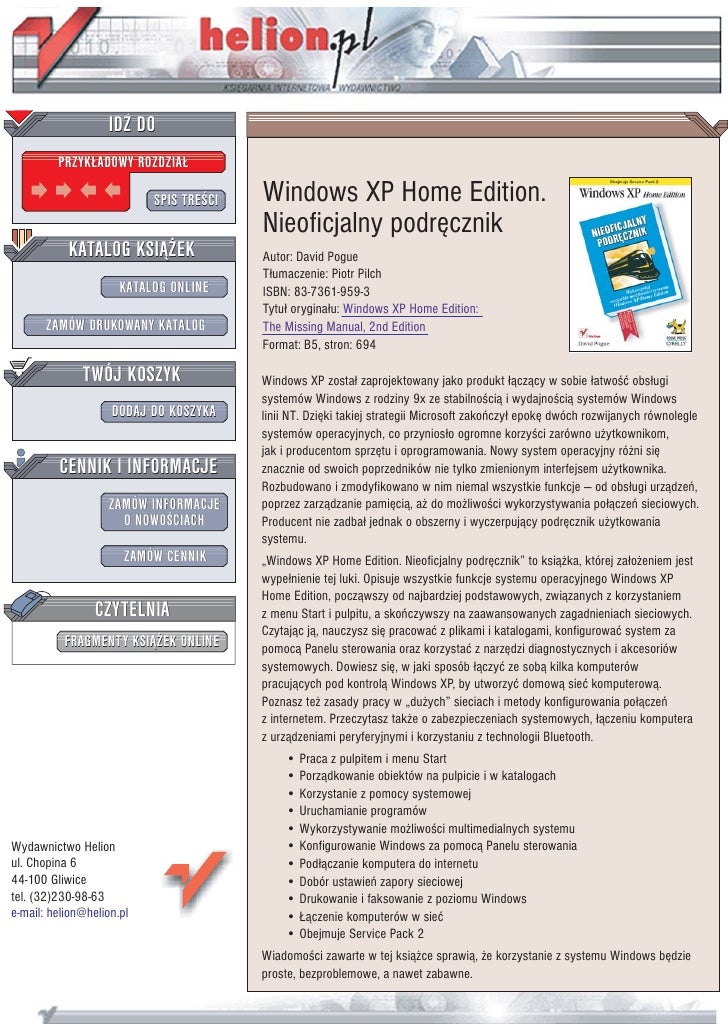 Windows Xp Home Edition Nieoficjalny Podręcznik - 