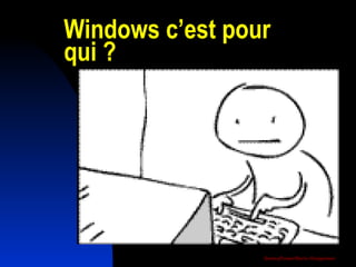 Windows c’est pour qui ? Quoi que vous fassiez avec un ordinateur, vous serez toujours obligés de collaborer avec son système d’exploitation. Si vous travaillez sur un PC, il est très important d’avoir des notions de bases sur la manière dont fonctionne  Windows .  