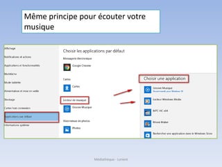Même principe pour écouter votre
musique
Médiathèque - Lorient
 