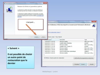 « Suivant »
Il est possible de choisir
un autre point de
restauration que le
dernier
Médiathèque - Lorient
 