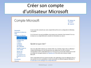 Créer son compte
d’utilisateur Microsoft
Médiathèque - Lorient
 