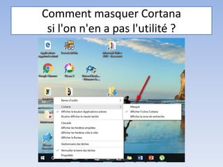 Comment masquer Cortana
si l'on n'en a pas l'utilité ?
Médiathèque - Lorient
 
