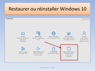 Restaurer ou réinstaller Windows 10
Médiathèque - Lorient
 