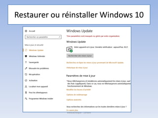 Restaurer ou réinstaller Windows 10
Médiathèque - Lorient
 