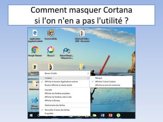 Comment masquer Cortana
si l'on n'en a pas l'utilité ?
Médiathèque - Lorient
 