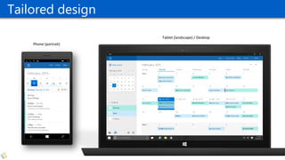 Tailored design
Phone (portrait)
Tablet (landscape) / Desktop
 