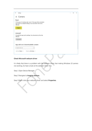 Fix Windows 10 Camera Not Working | PDF