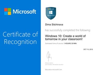 Dima Sitchinava
Windows 10: Create a world of
tomorrow in your classroom!
1 HOURS 30 MIN
OCT 10, 2019
 