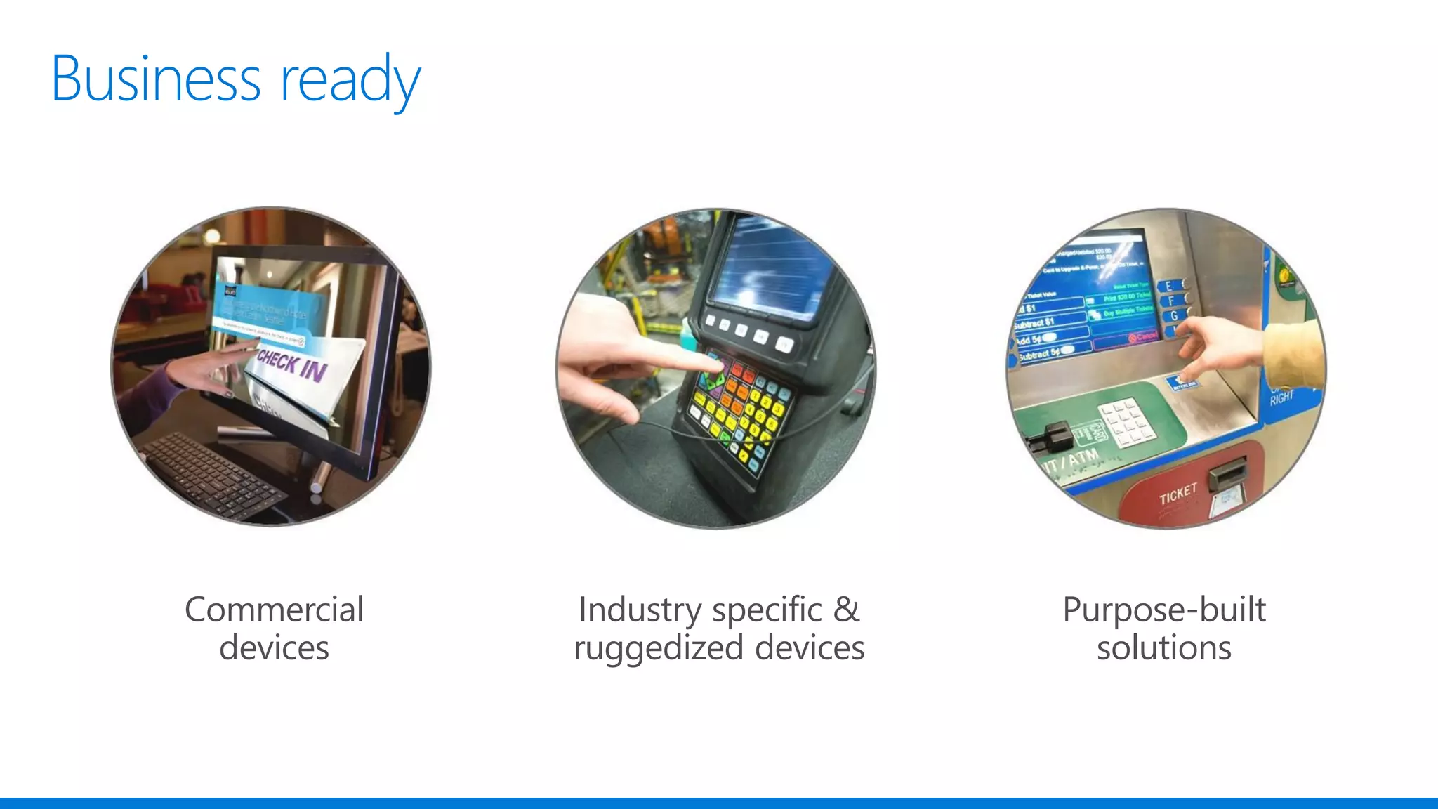 Commercial
devices
Industry specific &
ruggedized devices
Purpose-built
solutions
 