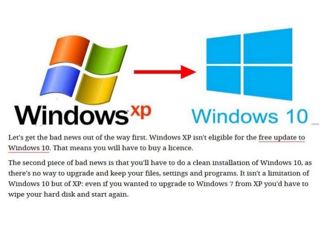 update windows xp to windows 10