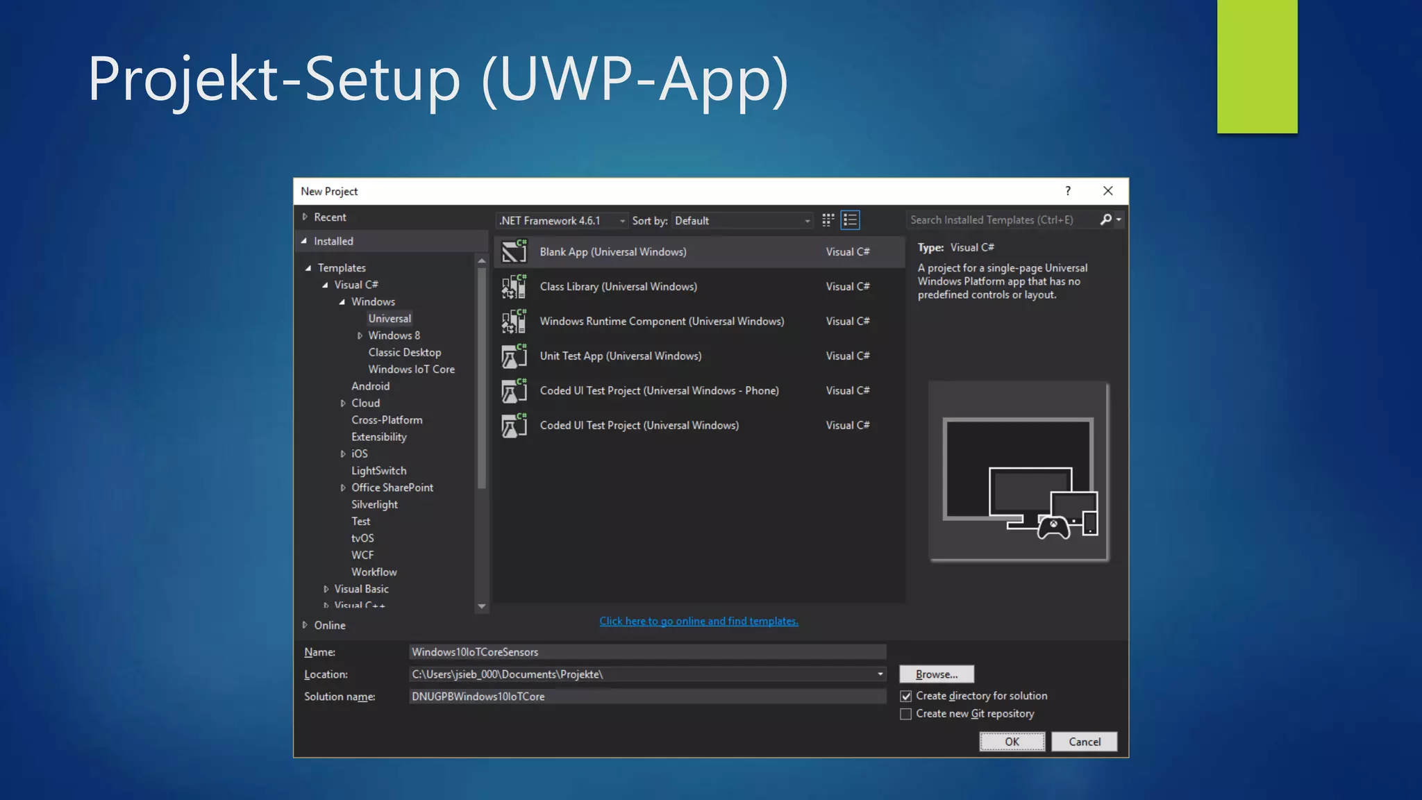 Projekt-Setup (UWP-App)
 