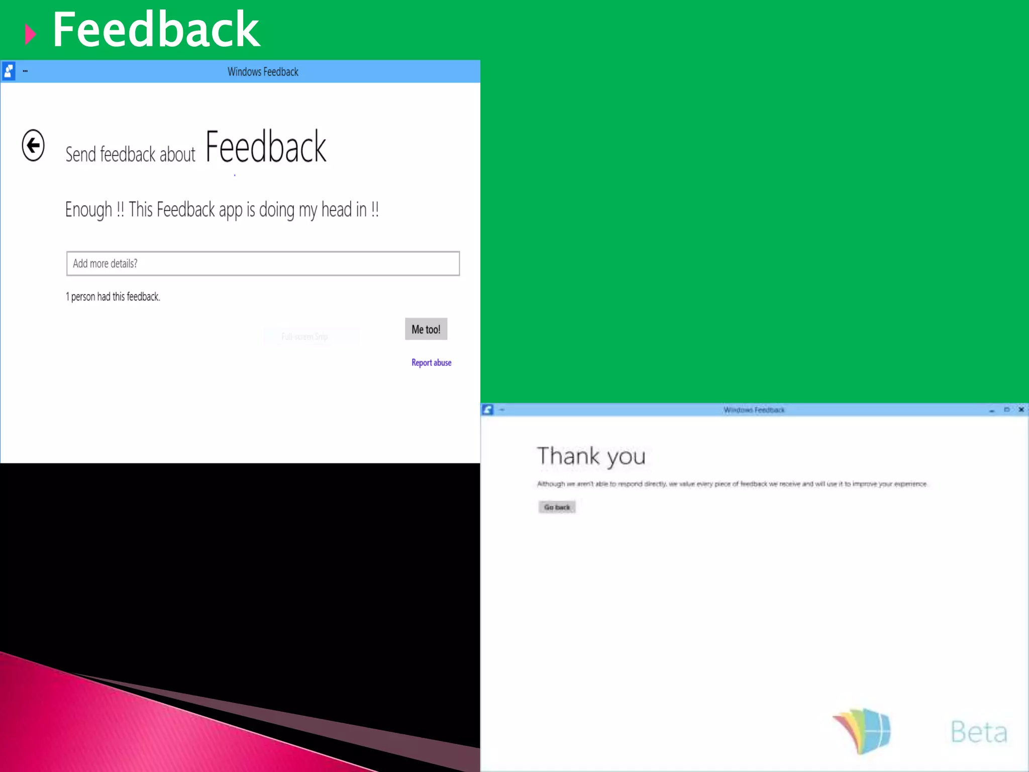  Feedback
 