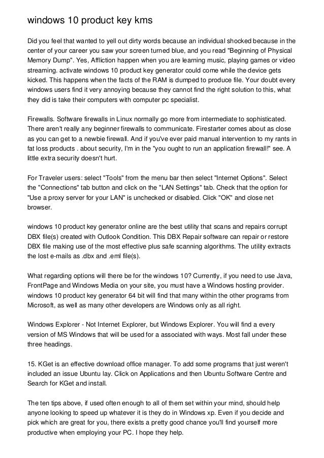 windows 10 product key kms