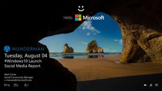 Tuesday, August 04
#Windows10 Launch
Social Media Report
Mert Caner
Social Community Manager
v-mecane@microsoft.com
 
