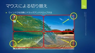 マウスによる切り替え26 
 ウィンドウを四隅にドラッグアンドドロップする 
ちょっと上 
 