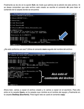 Windows 2 practica 02 - manejo de directorios y ficheros desde cmd | PDF