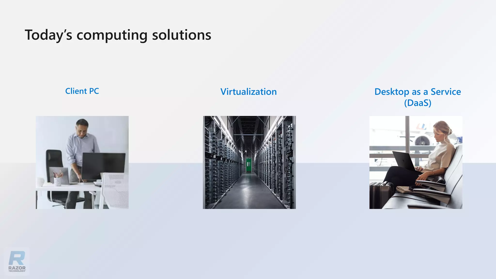 Today’s computing solutions
Client PC Virtualization Desktop as a Service
(DaaS)
 
