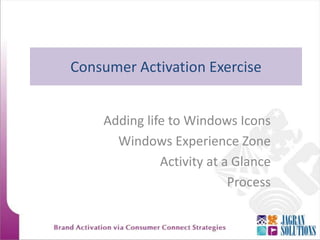 Integrated Media Used: On-ground, Digital, Social, P.R. , O.O.H. & Consumer Generated MediaBrief/ObjectivesTo unveil the new Windows 7, with more glee this time around amid their  consumers Drive AwarenessDrive Engagement Create ExcitementTo showcase the magic of next generation Windows Application that allows seamless connectivity on Windows Platform – Windows 7 & Windows Phone on 6.5 Add the  “excitement” quotient to the brand