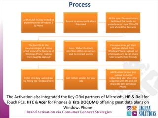 Marketing Dilemma Product: Windows 7 & Windows Phone Target Audience –Online Universe & high end Phone usersChallenge(s): Brand revival from the Vista HangoverFor Mobile Devices  -Users” Choice by brand  and  not by OS  No Excitement amongst the TG for Microsoft as a brandMarket base: India PC market crosses 6.5 million shipments mark in 2007Records 20% Year-on-Year growthNotebook PC shipments touch nearly 1.8 million units: IDC India, Feb 2008