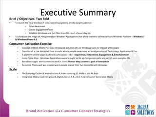 Executive SummaryBrief / Objectives: Two Fold To launch the new Windows 7 (new operating system), amidst target audience:  