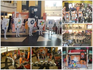 Visual Theatre Act where a Mime artist posing  as a life –size replica of a Windows Phone performed five different acts to depict the five unique features of the phone which are snippets of our daily lives