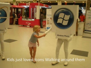 Entertainment & Engagement @ its Best!Icon checking with Consumer & asking “ Do You Have Me in your Phone”Icon Walkers dancing & entertaining peopleVisual Theatre Act by Mime ArtistClicking Pictures with Icons for Photo wall & upload on Photowall, share it with your friendsGetting Lucky with Gift Voucher at the end of the DayHappy to gratify  TG with free Cotton candySharing  feedback post experience & entering into Lucky Draw  