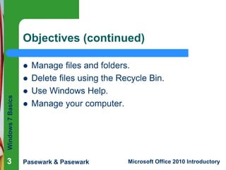 Windows 7 basics | PPTX
