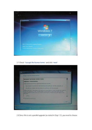 2.7 Check “I accept the license terms” and click “next”.
2.8 Since this is not a parallel upgrade (as stated in Step 1.3), you need to choose
 