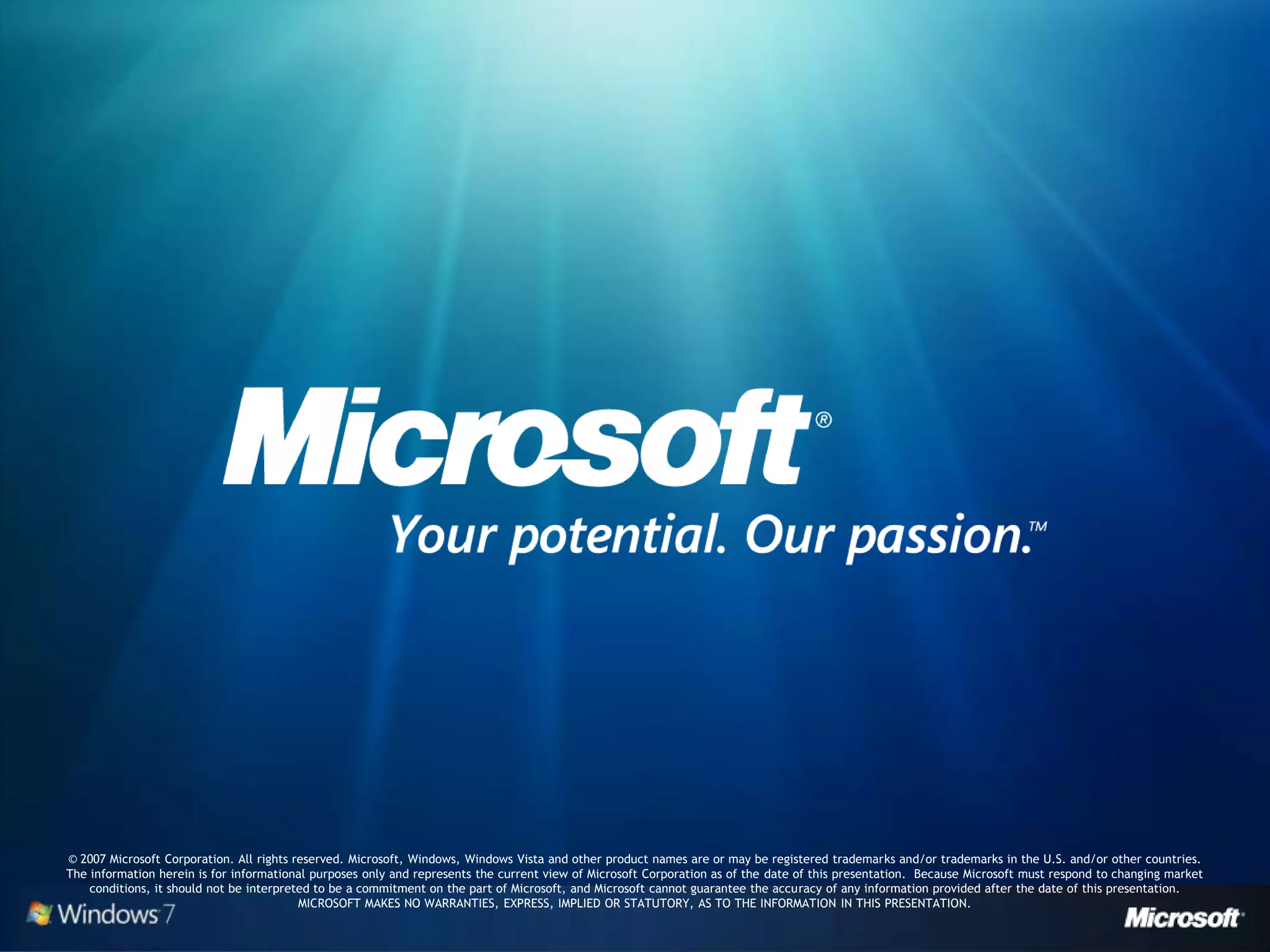 Windows 7 Developer Overview