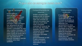 Protocolos de redeOs protocolosIP – Internet ProtocolTCP – Transmission Control Protoco     Assim como temos nossas regras sociais de comunicação (por exemplo, em uma palestra somente uma pessoa fala; em uma assembléia, são várias as pessoas que falam e, mesmo assim, uma pessoa fala por vez), também os computadores precisam de algumas regras para trocar informações. No caso da Internet, essas regras básicas estão reunidas no conjunto de protocolos chamados TCP/IP (Transmission Control Protocol / Internet Protocol).    Na Internet cada computador tem um número IP próprio, assim como cada casa tem um endereço único. Quando fazemos acesso à Internet através de um provedor, usamos o que se chama acesso discado, e nossa conexão com a Internet em geral ganha números IP diferentes a cada acesso. Mesmo assim, quando nosso computador se conecta ao provedor, o número IP atribuído a ele é único em uma rede.Suponhamos que em dado computador existem vários programas se comunicando através da rede em um mesmo instante - por exemplo, uma página da Rede sendo carregada enquanto se verifica a caixa postal. Como o computador "sabe" que a página da Rede deve ir para o navegador e os e-mails para o programa que lê e-mails? Isso é possível porque no caso de programas que se comunicam pela Internet, esse endereço é o número TCP.