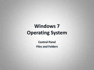 Windows 7 Operating System | PPT
