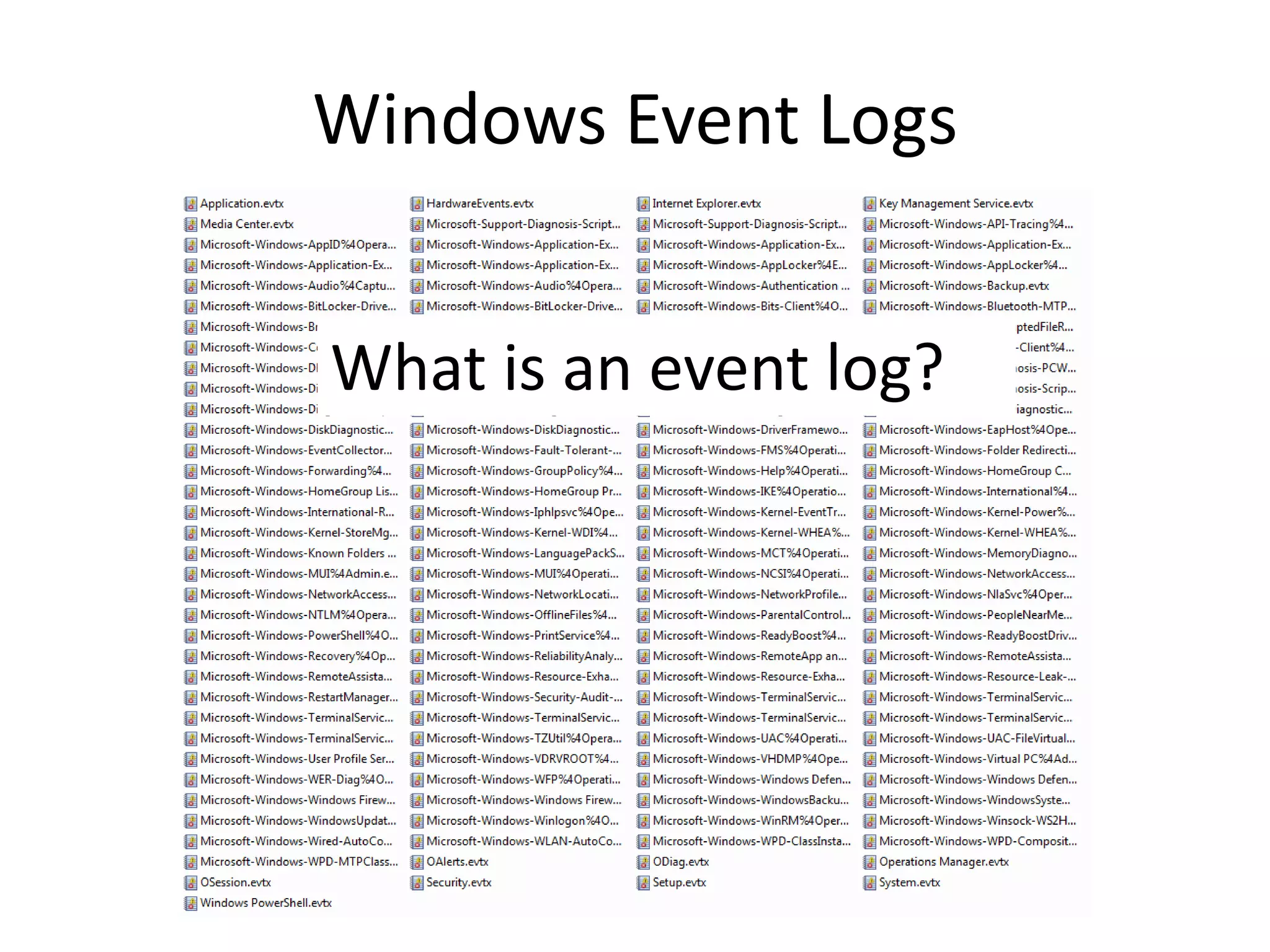 Windows Event Logs


What is an event log?
 