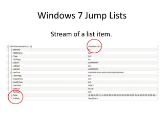 Windows 7 Jump Lists
Stream of a list item.
 