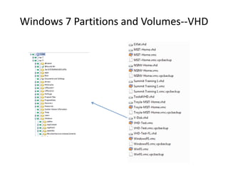 Windows 7 Partitions and Volumes--VHD
 