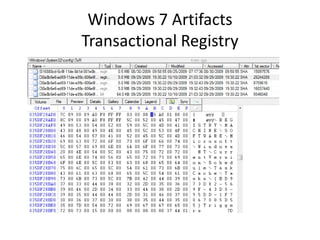 Windows 7 Artifacts
Transactional Registry
 