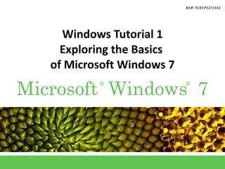 Windows Tutorial 1 Exploring the Basics  of Microsoft Windows 7 