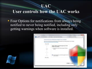 Four Options for notifications from always being notified to never being notified, including only getting warnings when software is installed. 