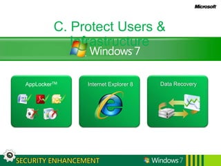 C. Protect Users & InfrastructureData RecoveryAppLockerTMInternet Explorer 8