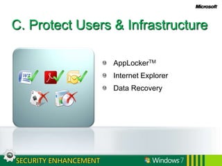 C. Protect Users & InfrastructureAppLockerTMInternet ExplorerData Recovery