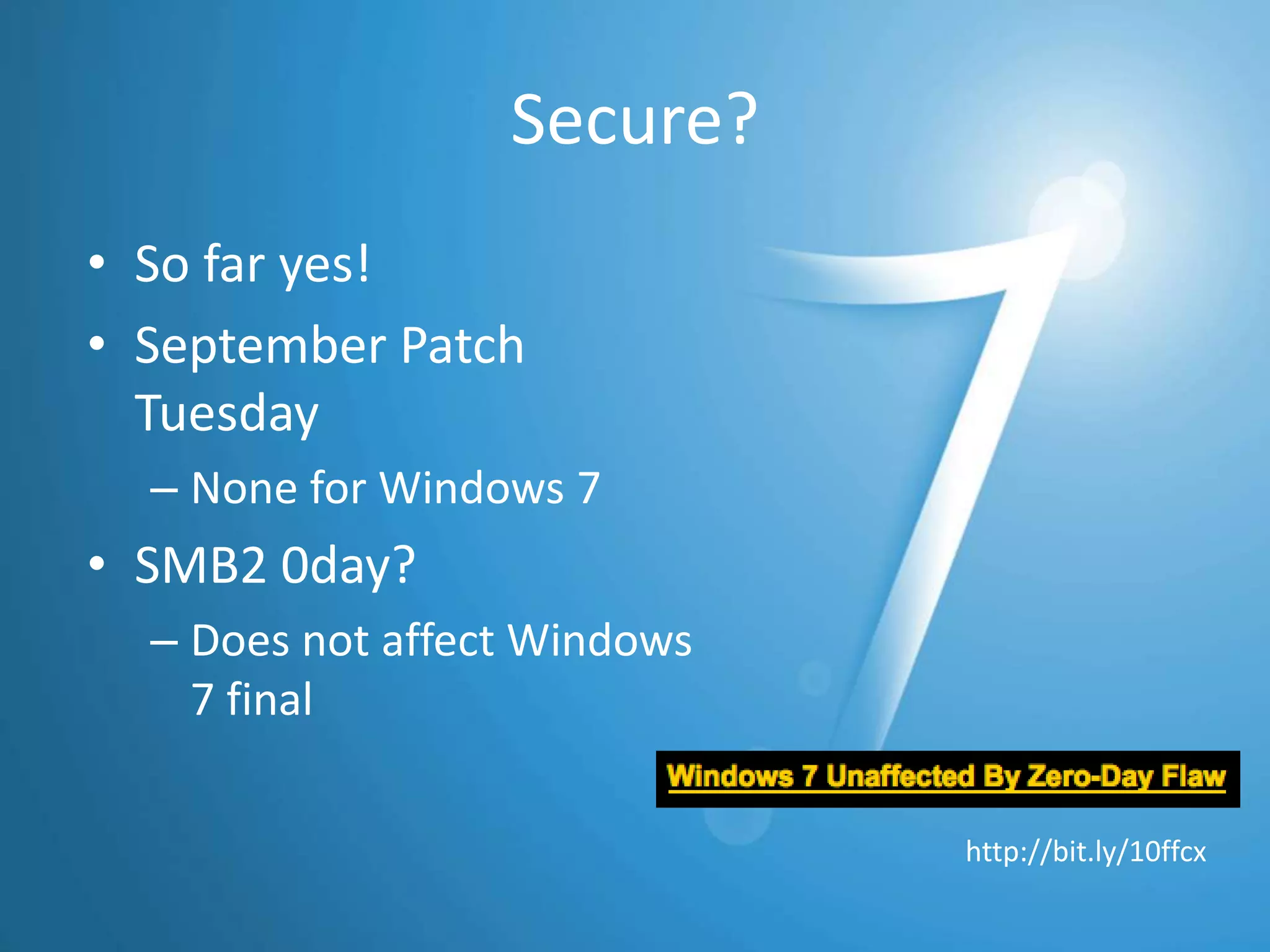 Helpful?BitLockerIntroduced in Windows VistaEncrypts the system volume, including the page file and hibernation filesNo need for partitioning!Whole drive/volume encryption Trusted Platform Management (TPM) chip or pin/USB key