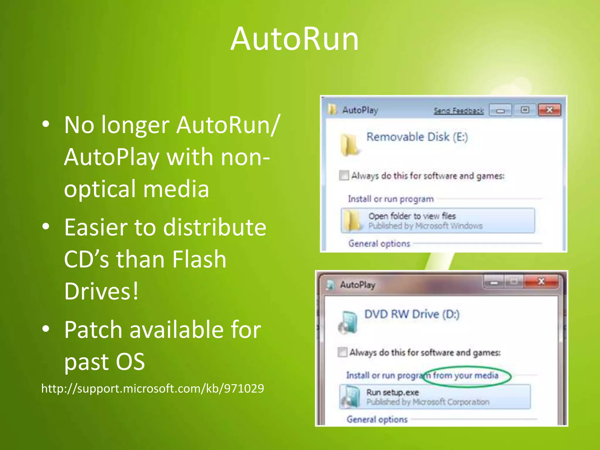 BitLocker - IssuesHigh security environments can require a pin # or USB key before the system will bootRemote systems or servers in datacenter - BEWAREBitLocker is not a replacement for EFSBitLocker protects the whole drive at bootNo protection from user A seeing user B’s files post bootEFS solves this problem