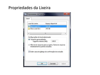 Propriedades da Lixeira
 